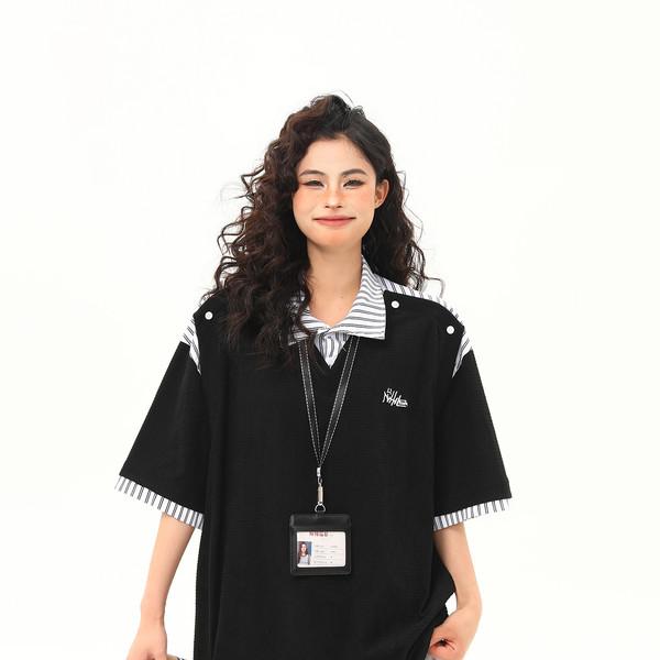 retro fake two-piece loose top