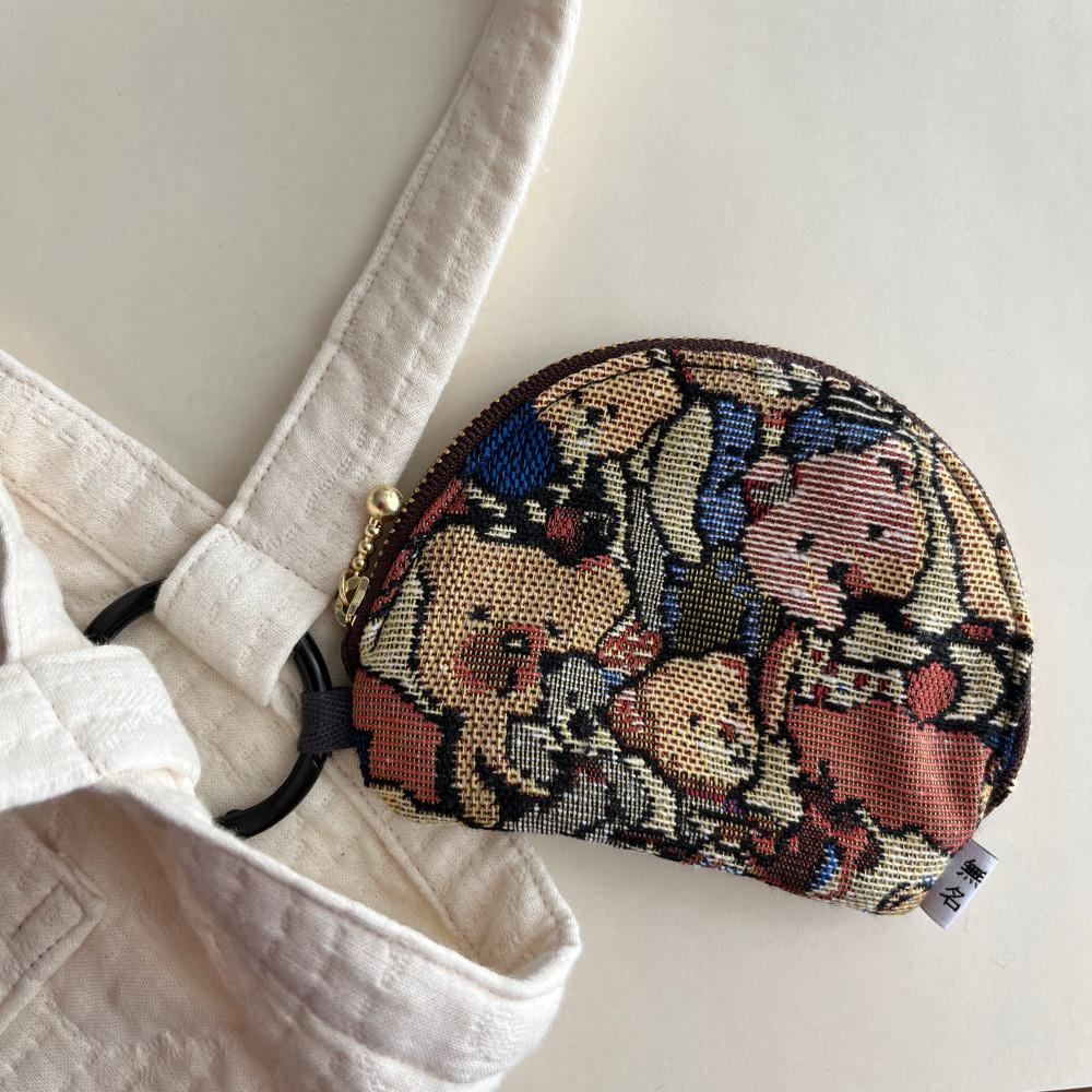 곰친구 mini round wallat 곰돌이 자가드 지갑 카드지갑 동글 동전지갑