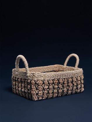 아바카 스퀘어 블랙/화이트 손잡이 바구니