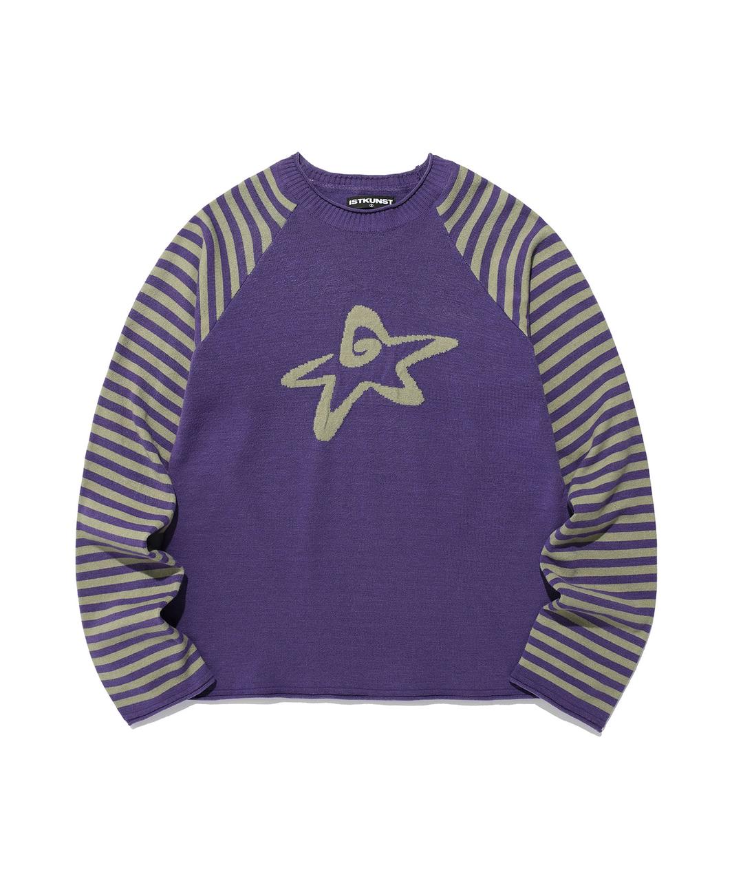star stripe raglan knit_purple