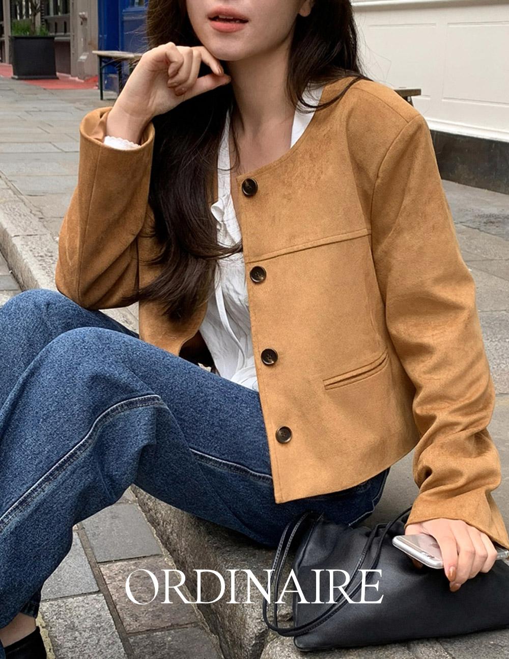 가내스라 [ordinaire] 아망 스웨이드 크롭 자켓 (2color)