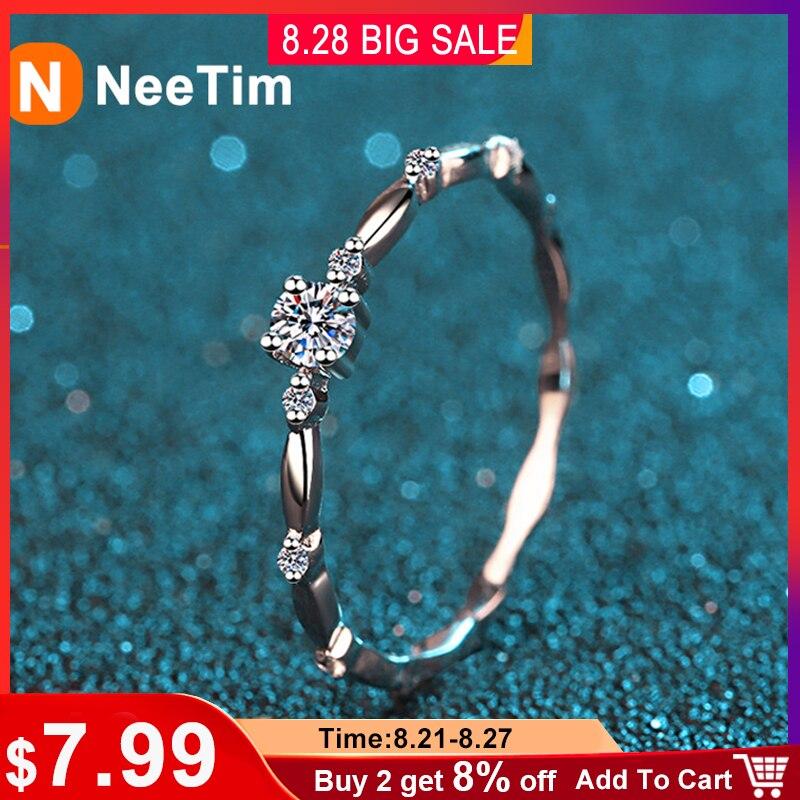 NeeTim D 컬러 VVS1 모이사나이트 반지, 여성용 웨딩 파인 쥬얼리, 인증서 포함, 925 스털링 실버 약혼 반지 선물