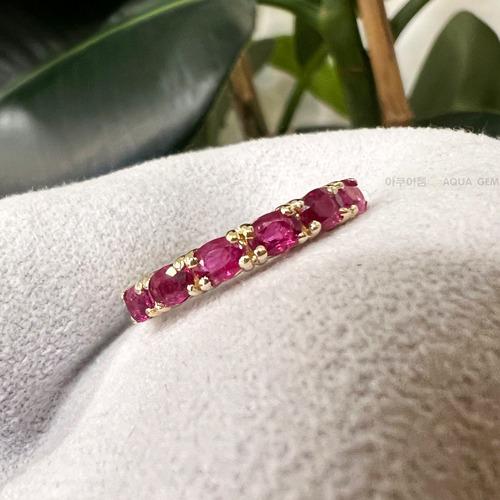 [루비R096] 6스톤 천연 루비반지 (14K/18K)