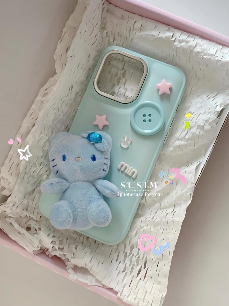 수심 Kitty Mint Case 키티 민트 케이스 단추 아이폰 y2k 키치 유니크 폰