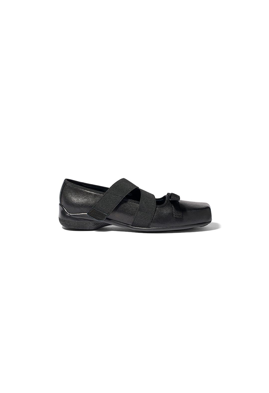 CROSS BAND BALLET FLATS, BLACK