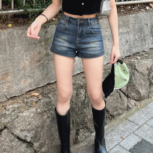 (S - 2XL까지) 색감보정X 워싱 빈티지 데님 반바지 숏팬츠