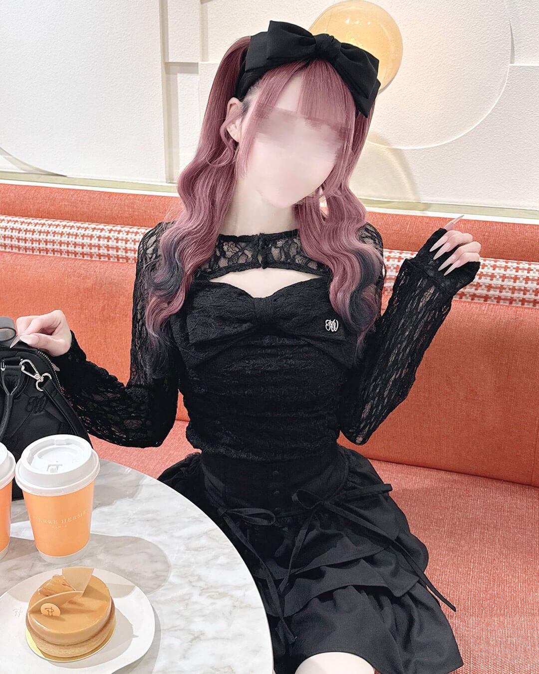 レースビッグリボンアンサンブルトップス ブラック | ファッション通販＆メディアMyColor ～マイカラー～