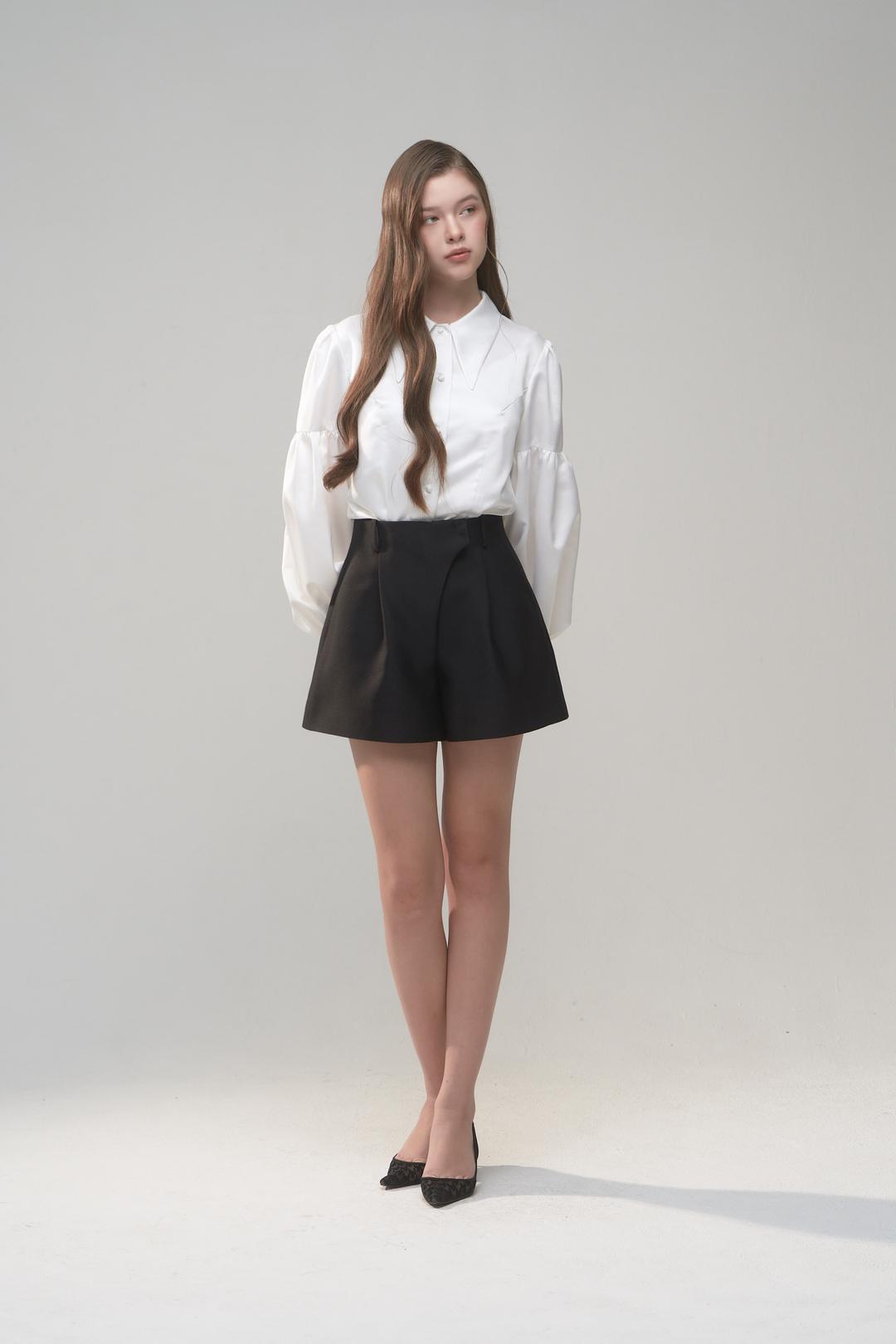 [6TH] Classic Wool-Silk Tailored Half Pants (Fabric by JAPAN) - BLACK