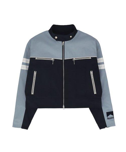 [우먼즈] 레이싱 컬러블럭 릴렉스핏 점퍼(다크 네이비)