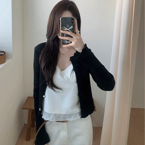 *검정당일/주문폭주* 핏보정 골지 프릴가디건