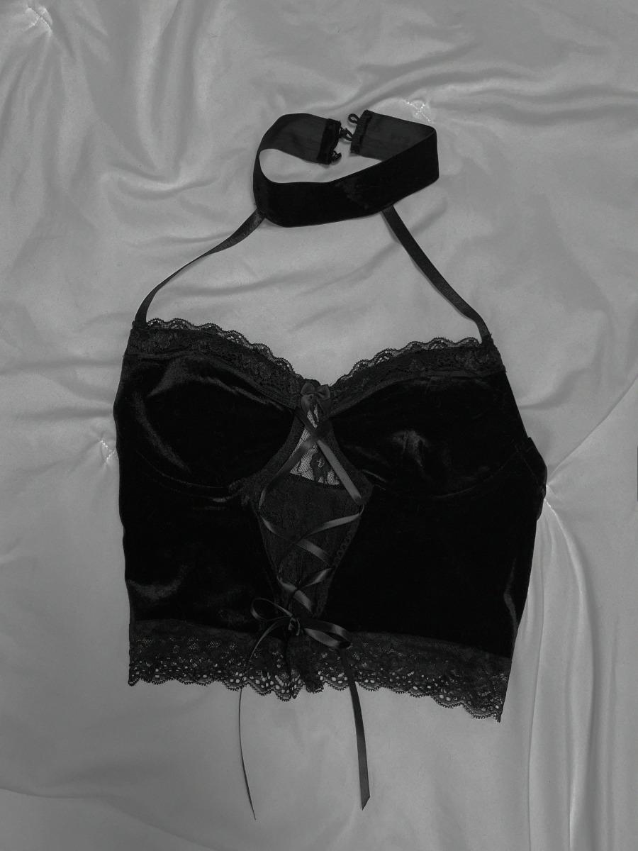 velvet choker camisole