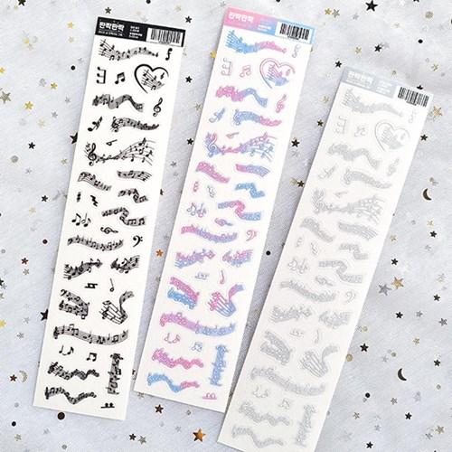 판짝판짝 음표 투명스티커 3종