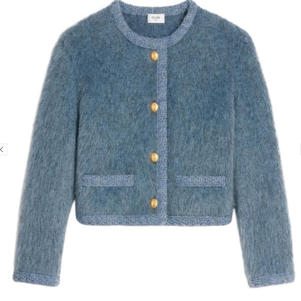 셀린느 모헤어 가디건 블루