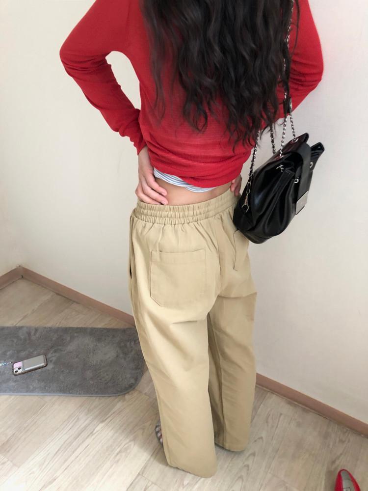 [UNISEX] 베이지 코튼 밴딩 팬츠