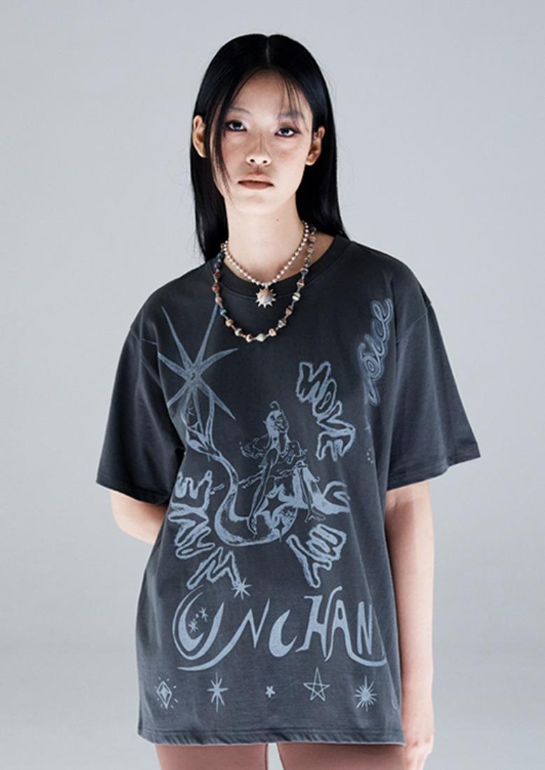 Graphic rhinestone t-shirt_Grey