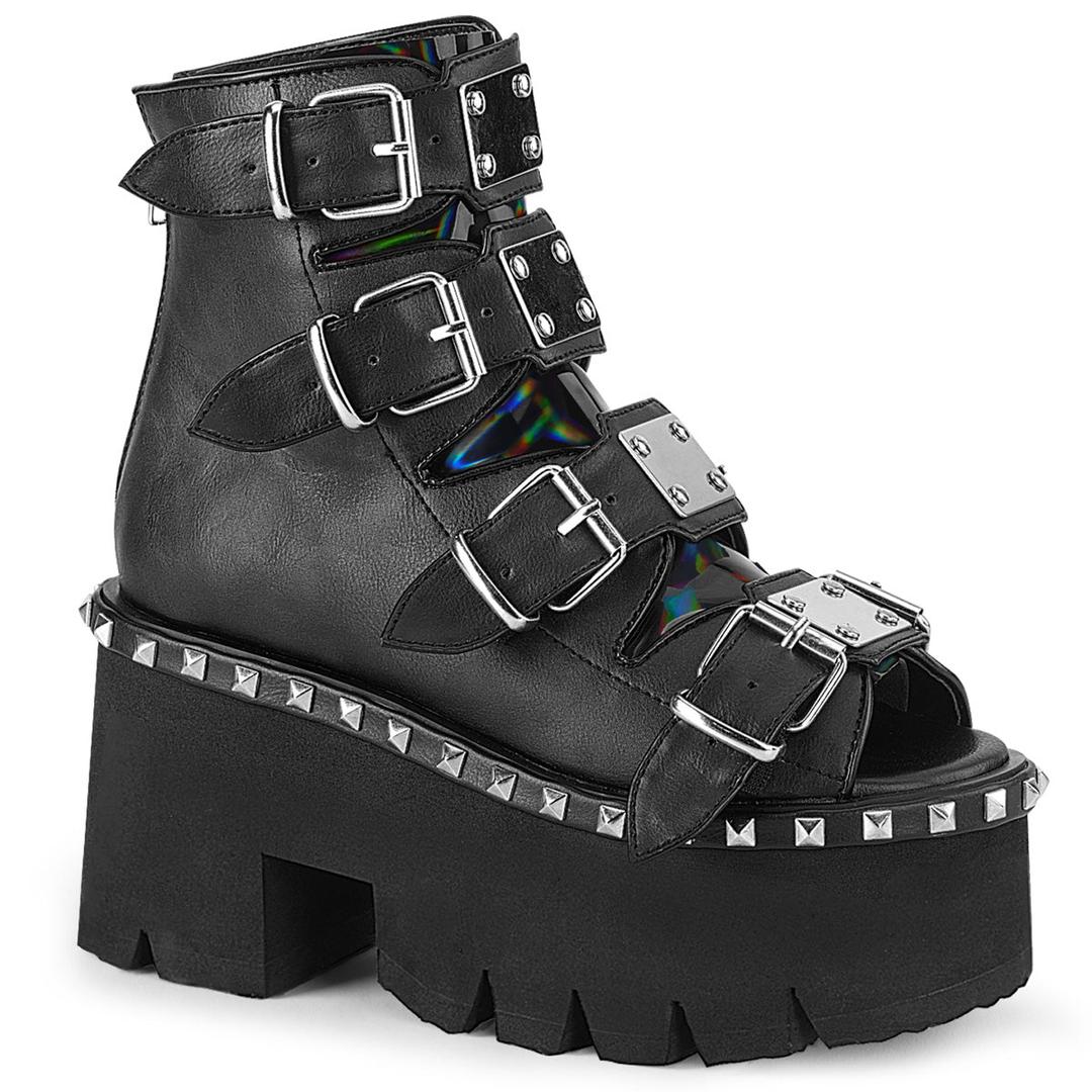 Ashes-70 - Black Vegan Leather & Hologram / 10