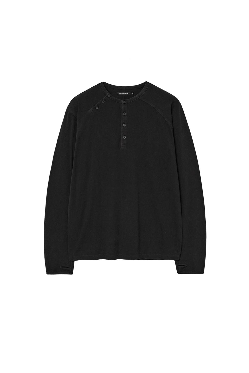 Double Henley Neck Tee Bleached Black