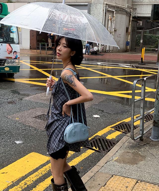 데일리쥬 [무료배송] 챈티드 드레이프 체크 나시 원피스