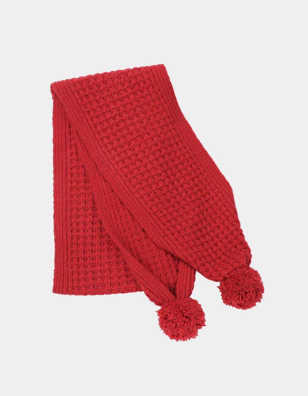 [-15% ~ 12/6 14:00 까지] LONGLONG-POMPOM KNIT MUFFLER (Red)