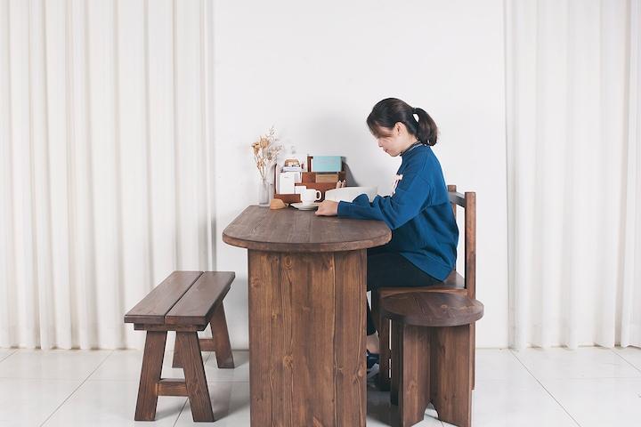 노르웨이 원목 반원 1200 테이블