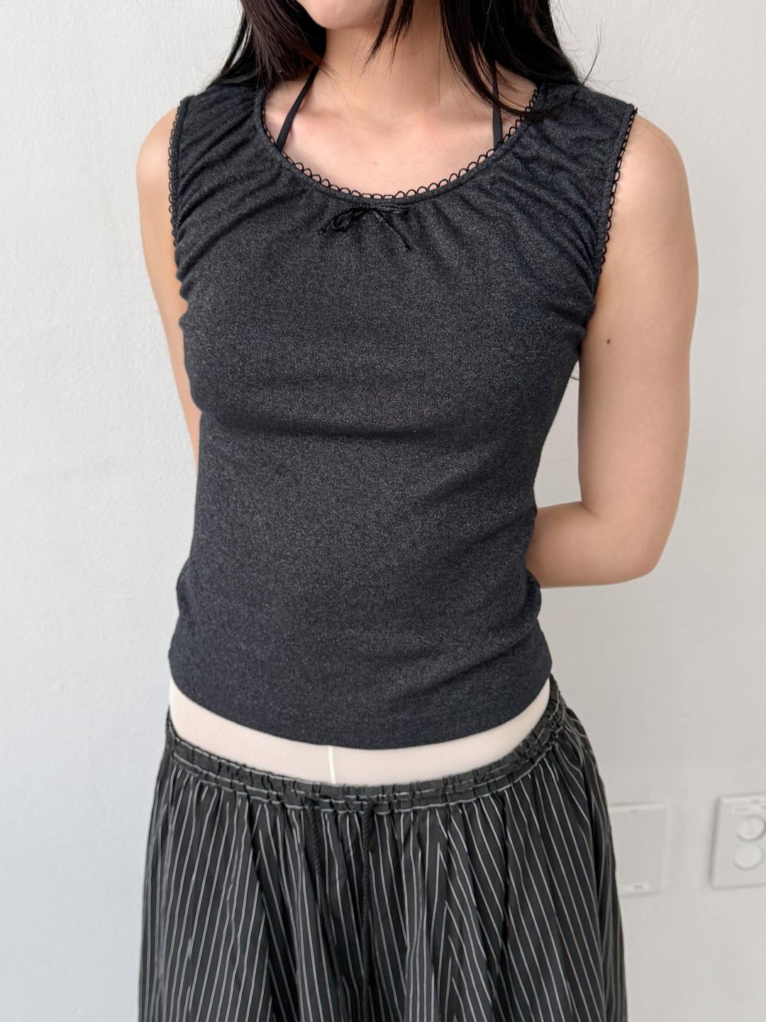 613. Charcoal pearl sleeveless top