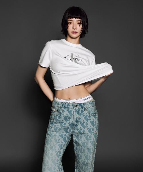 2color 여성 모노그램 로고 반팔티셔츠 47B865G