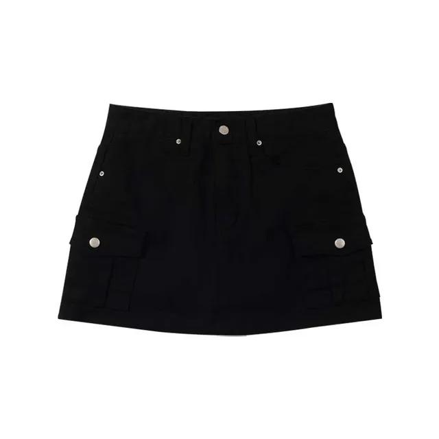 SIDE POCKET CARGO SKIRT / BLACK