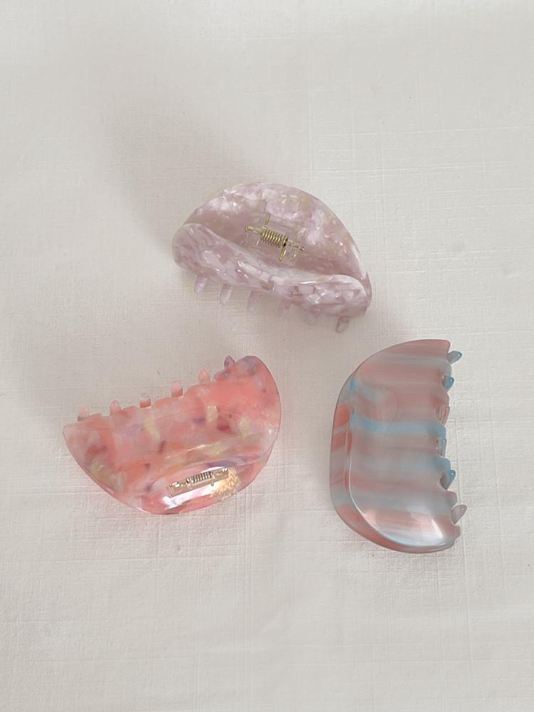 블러썸 셀룰로오스 마블 자개 집게헤어핀 머리핀 (3 color)