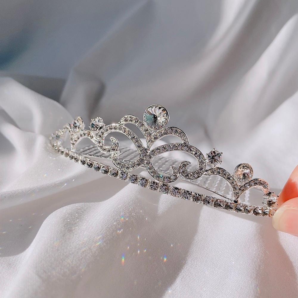 파티 고퀄리티 스왈 큐빅 티아라 왕관 빗 헤어 머리 핀