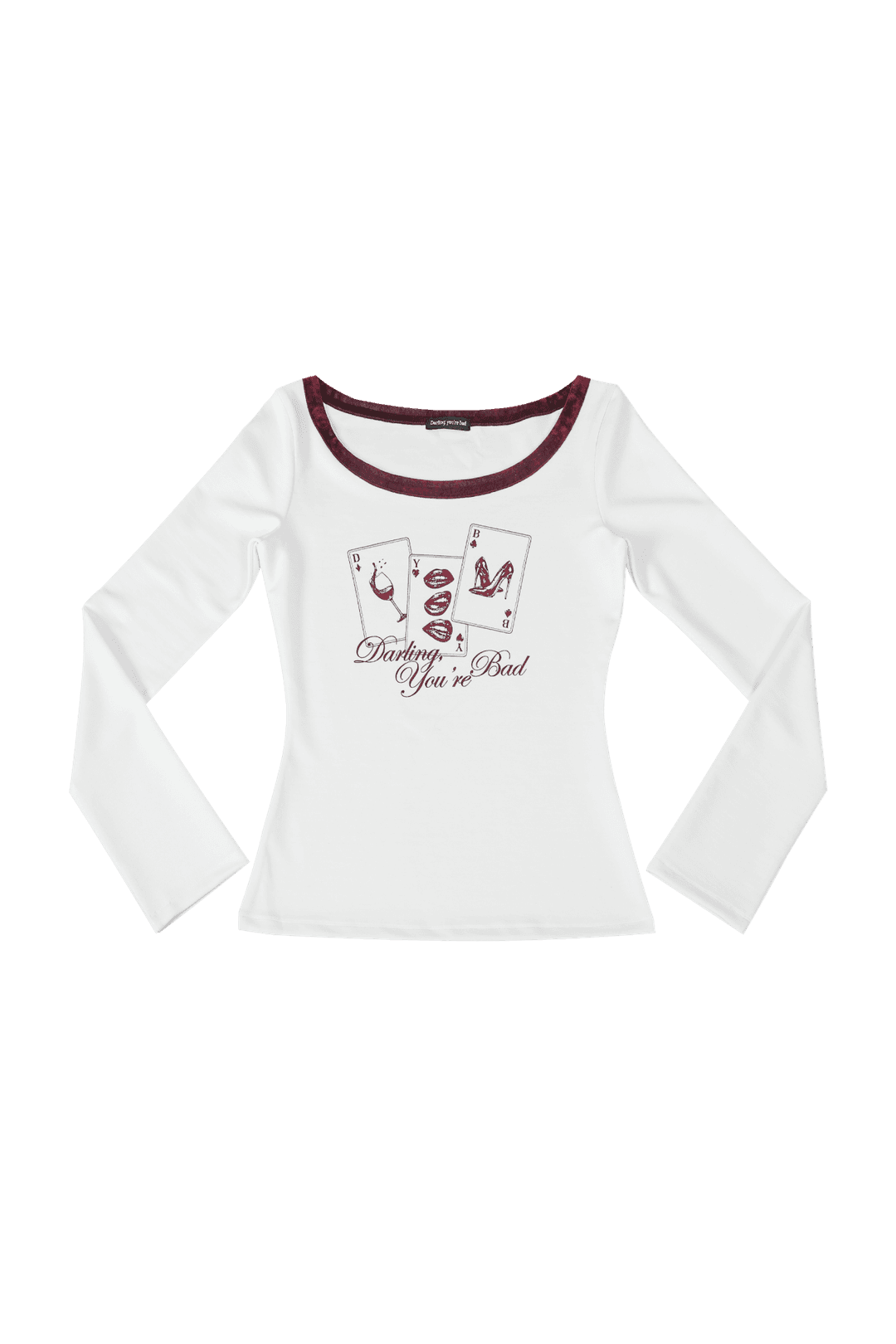 [재입고] Playing Card Velvet-Trim Tee #Wine | 달링유어배드