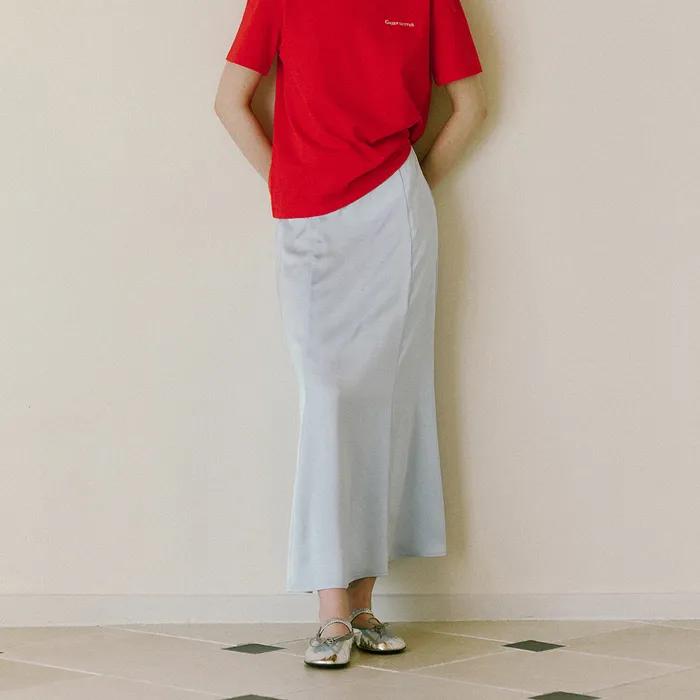 Silky banding Skirt (Light Blue)