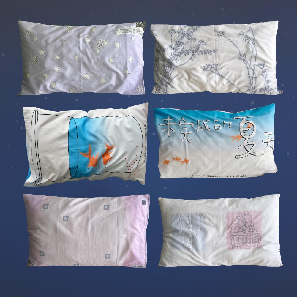 수심 Unfinished Pillow Cover 끝나지 않은 여름 베개 커버 유니크 금붕어
