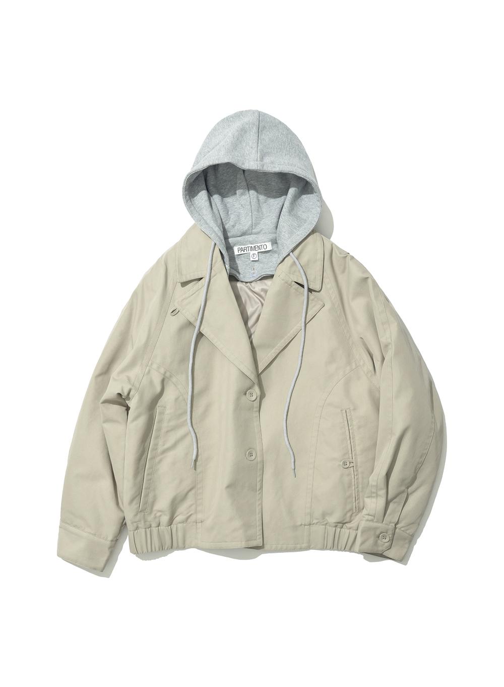 [WOMEN] 3M THINSULATE 2WAY HOODIE BOMBER JACKET_KHAKI BEIGE