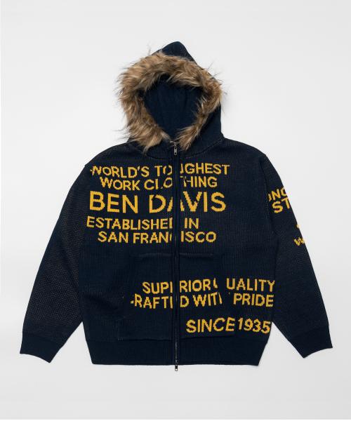 더블 자카드 니트 재킷 네이비