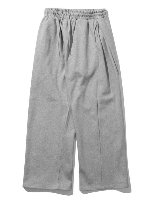 사이드 턱 와이드 스웨트 팬츠 멜란지 그레이