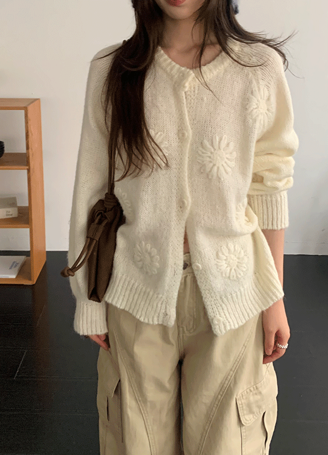 유이니 [울+캐시미어] Garden crochet cardigan (1color)