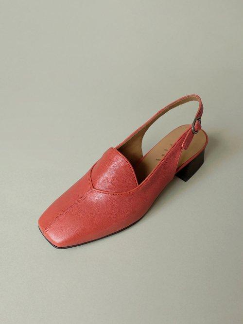 Block Heel Slingback Loafers . Scarlet