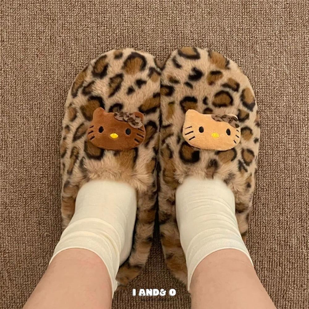 아이앤드오 레오파드 키티 털슬리퍼 겨울슈즈