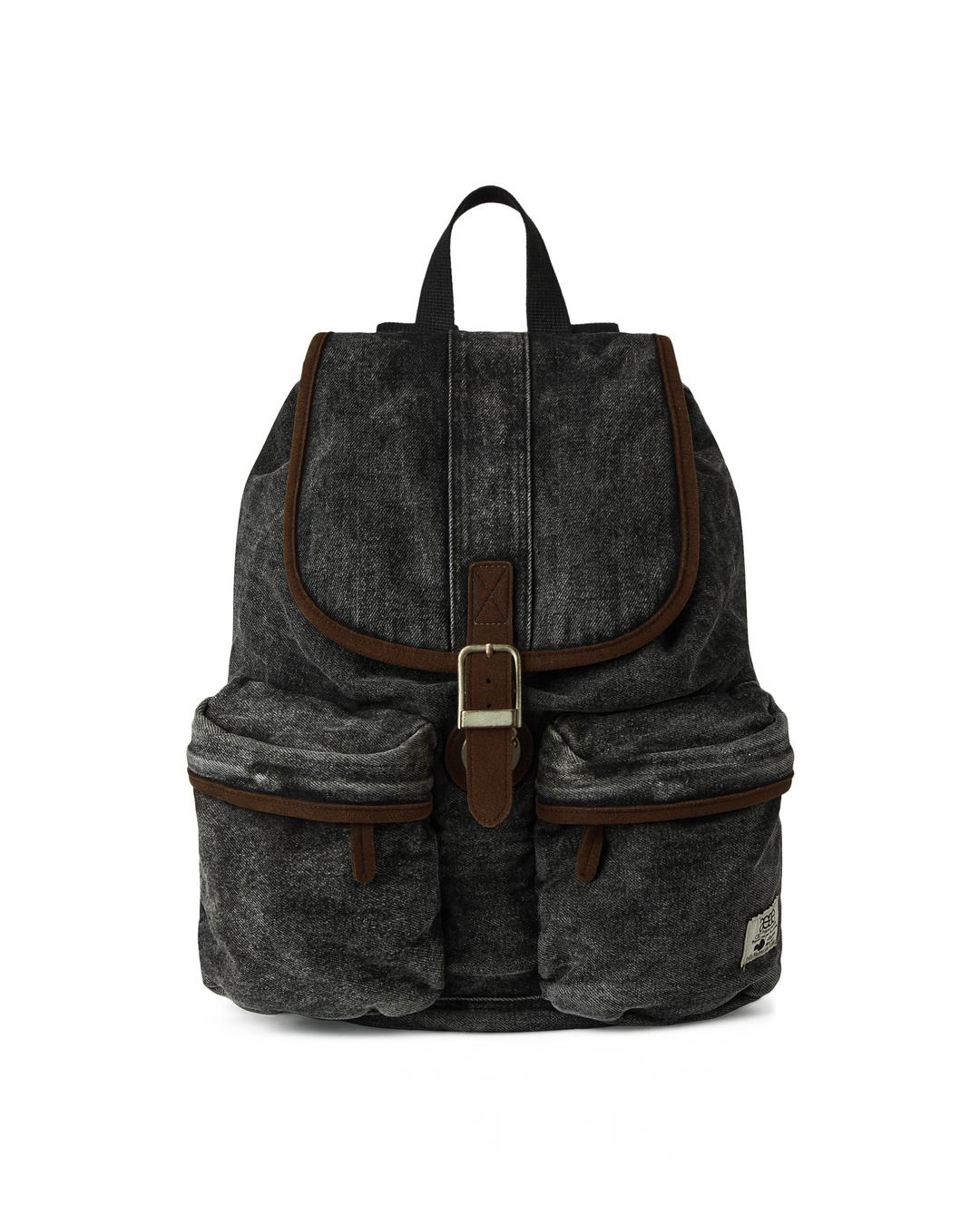 OUT POCKET DENIM BACKPACK [BLACK]