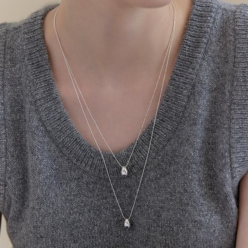 [6mm+10mm 진주귀걸이 증정] 티어드롭 롱 목걸이