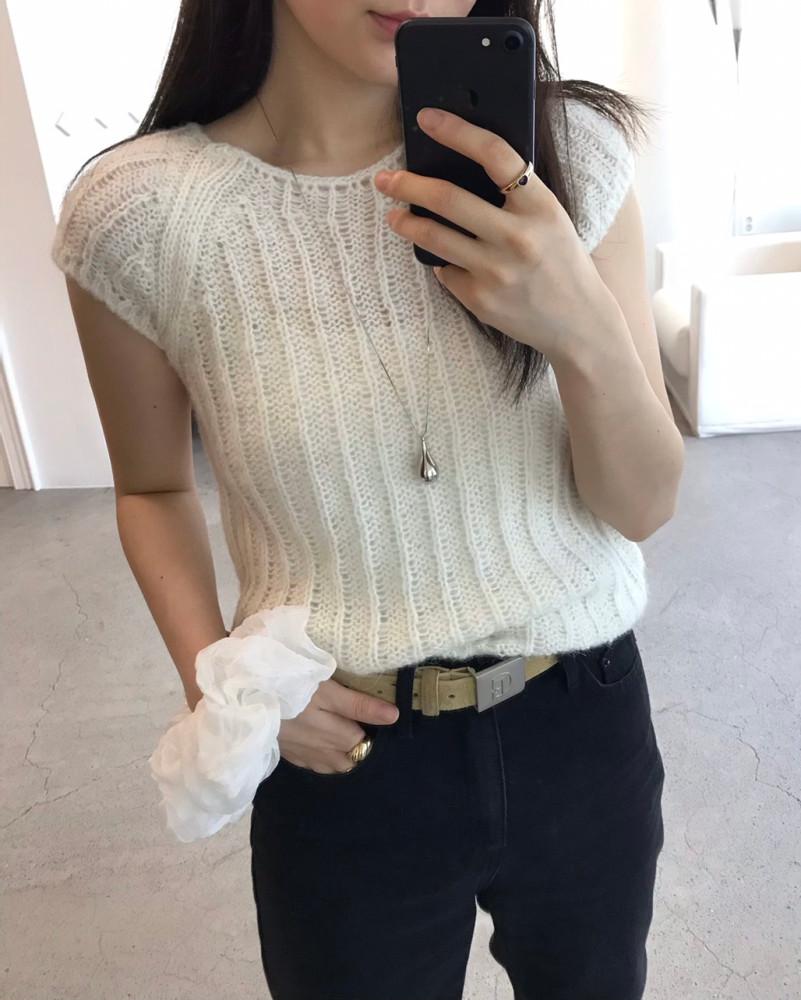 (아이보리 당일출고)베르 가을 여름니트조끼 레이어드 니트 베스트 여성반팔
