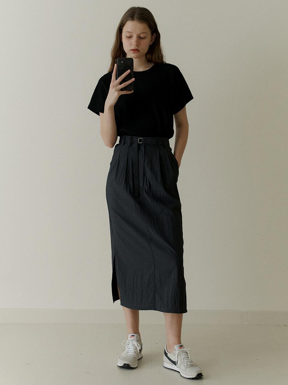 [14차 예약배송] 3.64 Belt skirt (Charcoal)