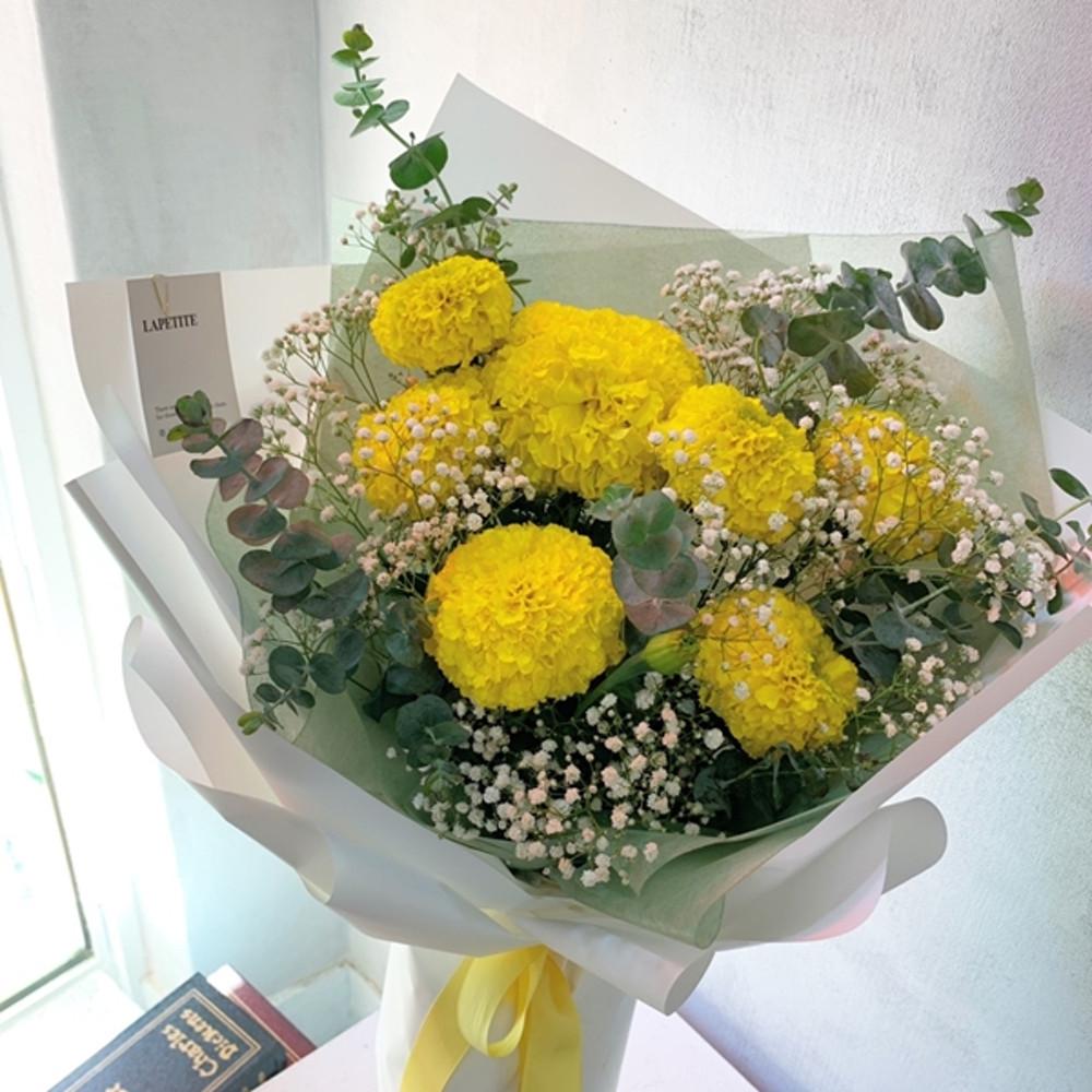 라프티플레르 반드시 오고야말 행복 생화 메리골드 마리골드 생화 꽃다발