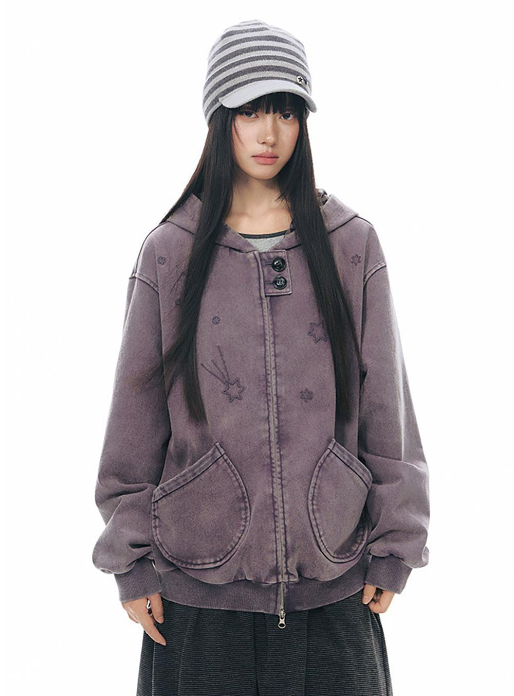 Star Wash Zip Hoodie (2color)