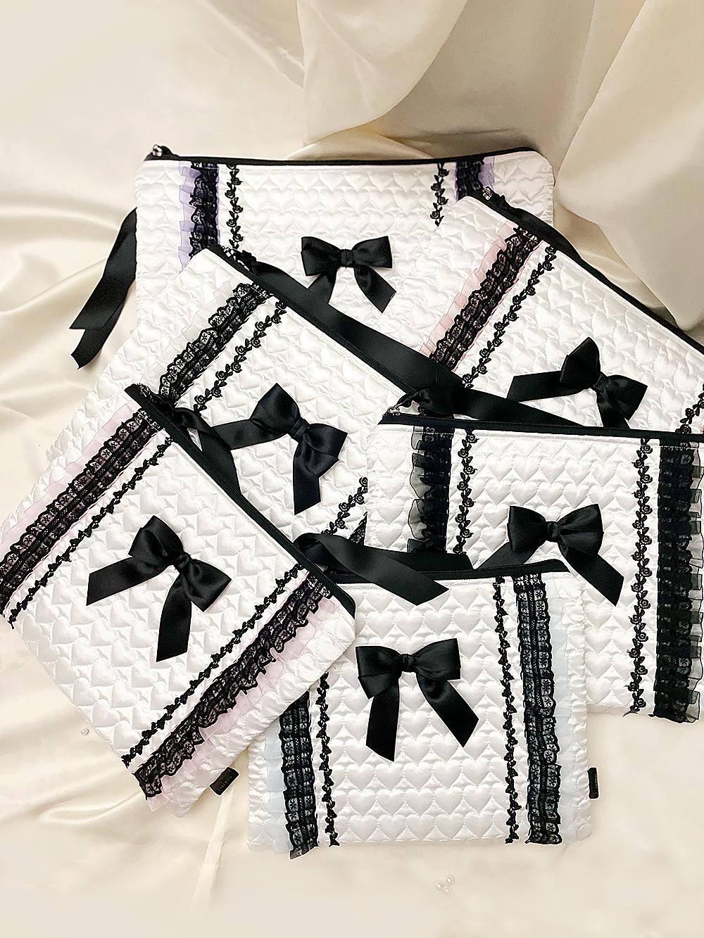 [6/15이후 ORDER] Double Lace Heart Satin Digital pouch (11