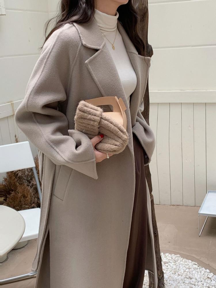 [아이메르1차]울100 엘라 핸드메이드코트 /여자 겨울허리벨트 롱코트 키작녀 88사이즈코트