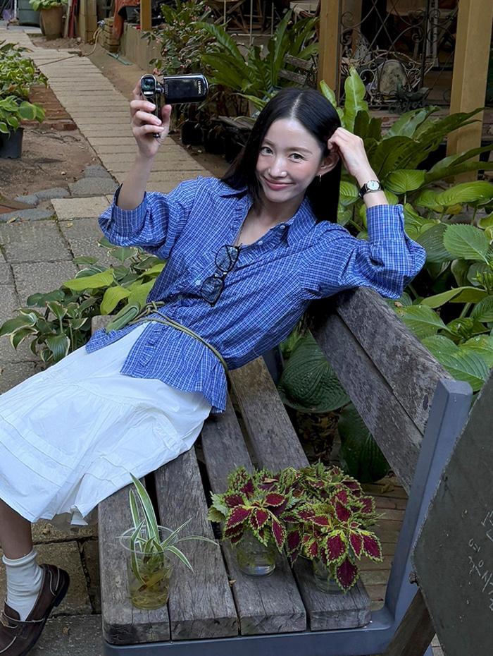 띵스 체크 블라우스