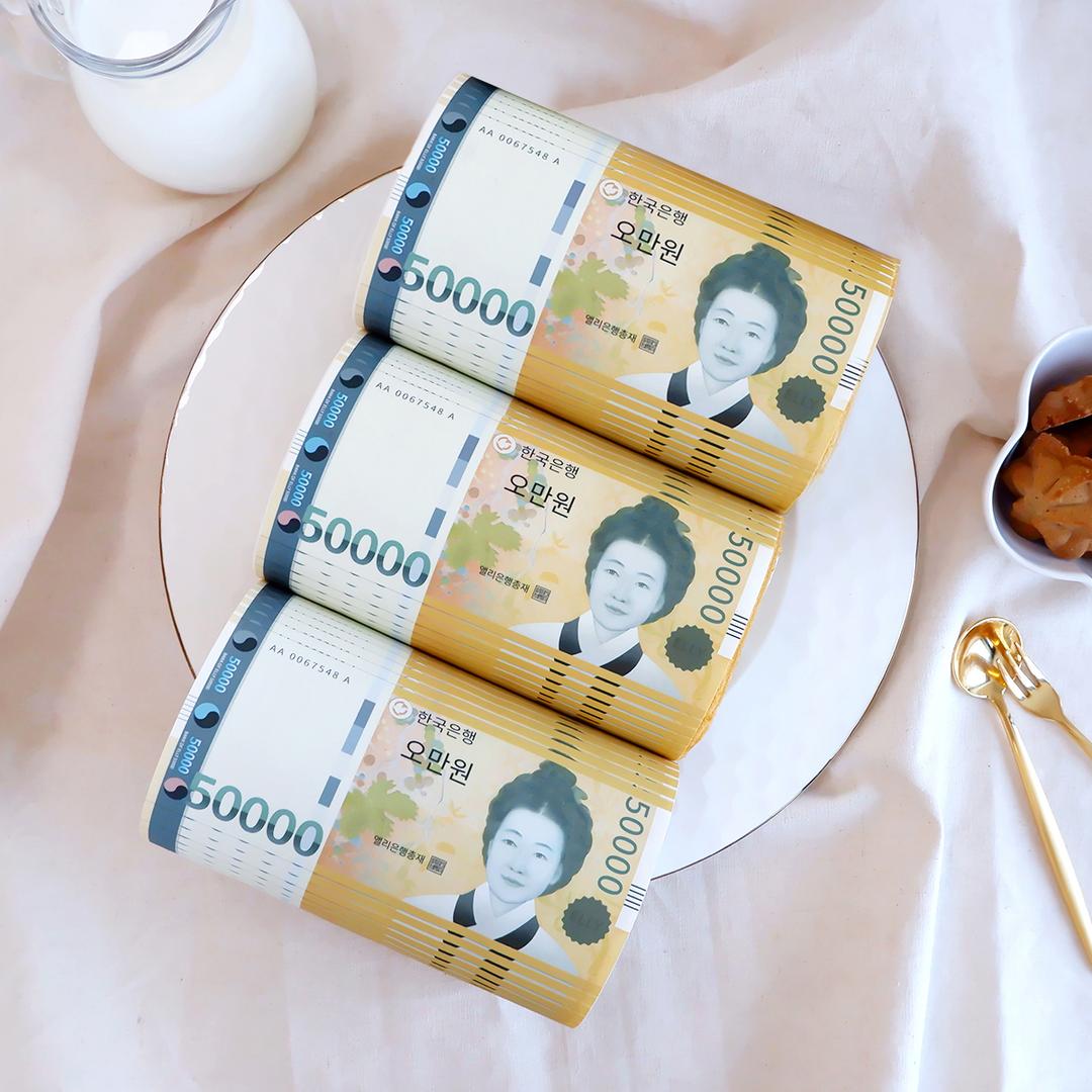 [감사, 생일] 5만원권 돈뭉치 포토 롤케이크
