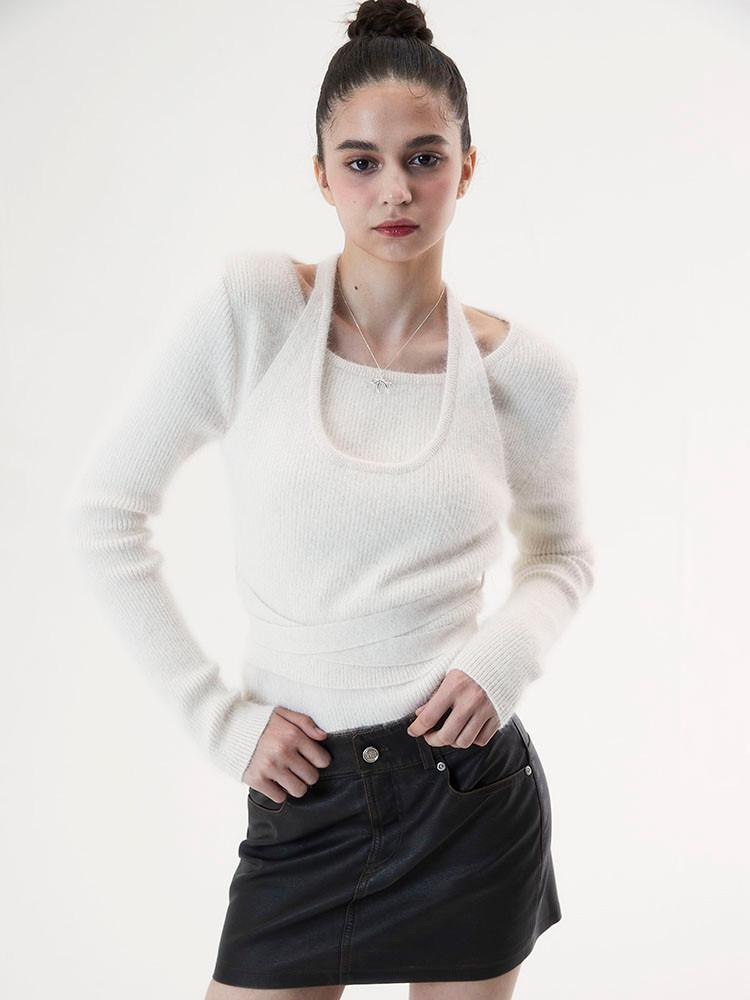 문수권세컨 앙고라 레이어드 발레리나 스웨터 크림