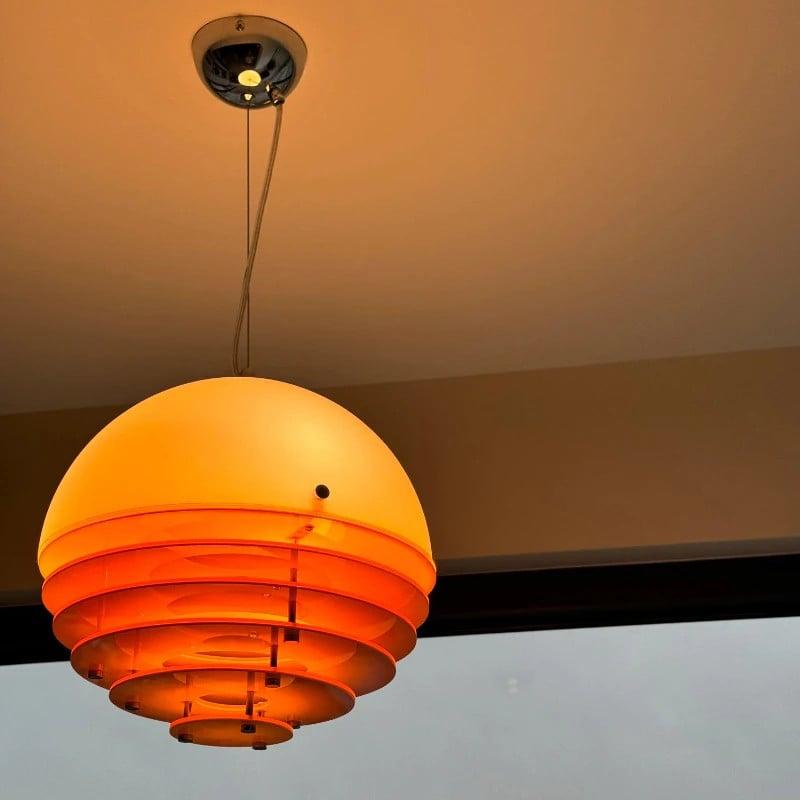 Medieval Orange sunset Pendant Light Vintage Cream Chandelier for Kitc